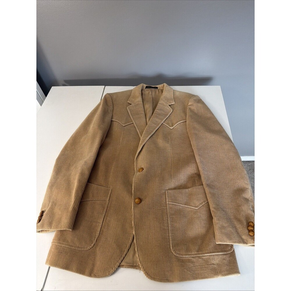 Brad Whitney Men's Vintage Camel Color Corduroy Blazer Size L 42 Sport Coat EUC